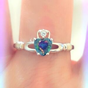 Claddagh Heart Topaz Sterling Gemstone Ring
